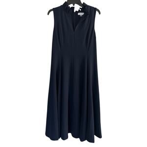 Calvin Klein Navy Sleeveless Ruffle Neck A-Line Midi Dress Size 12